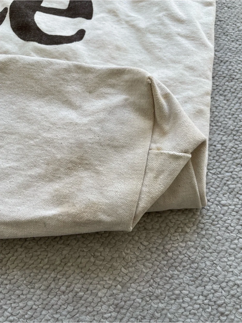 Vintage 80s Le Bag Cream Canvas Tote Bag, Cotton Canvas